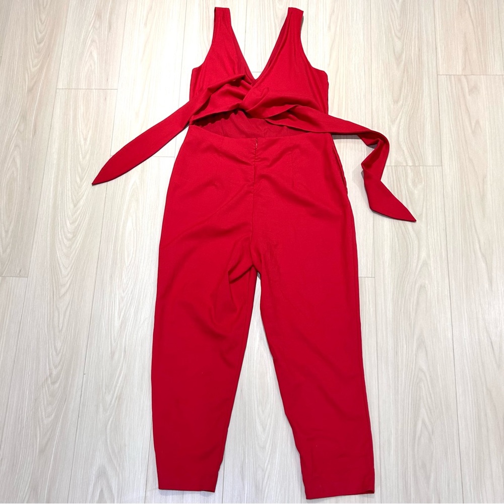 Maison Cinqcent Tie Back Jumpsuit Red